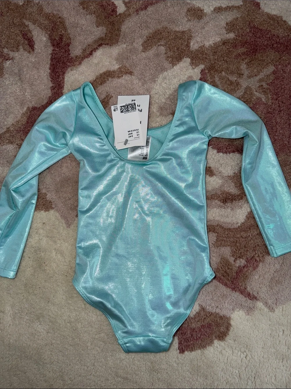 NEW H&M Shimmery Aqua One-Piece Leotard with Bow